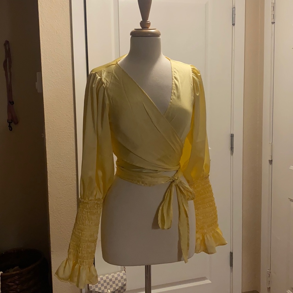 Yellow strap cropped top